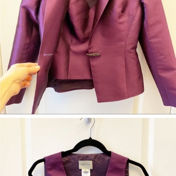 Sunny Choi Purple Silk 2 Piece Blazer and Matching Tank Set, Size 2 - Picture 3 of 7